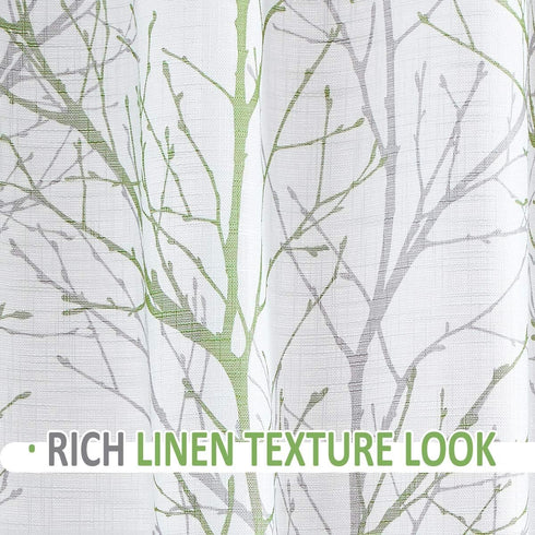 FMFUNCTEX White Valance Curtains, Print Tree Branch Semi Sheer, 50 x 15 Inches, 1 Panel