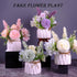 Meyerascal Artificial Potted Flowers Pink, Small Ceramic Vase Fake Flower Plants Desktop Decoration Indoor for Home