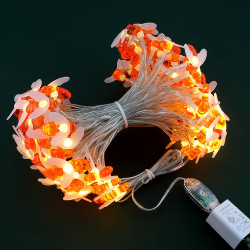 SWEET SHINE 100 50 Bee String Lights, ft USB Powered Decorative LED Novelty String Lights (Bee)