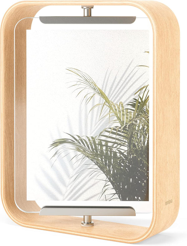 Umbra Bellwood Desk Frame, Rotating Floating Picture Frame, Horizontal or Vertical, 4x6in, Natural Finish