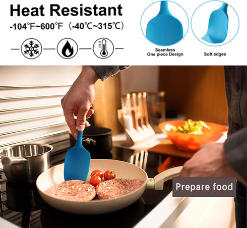 5PCS Silicone Rubber Spatula Set, VITUER BPA-Free Heat Resistant Spatulas for Cooking & Baking, Dishwasher Safe