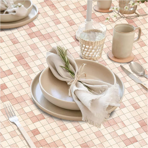 84X60 Inch FIFTY FEET Rectangle Tablecloth, Vinyl Tablecloth with Flannel Backing Waterproof Table Cloth, Spill Proof
