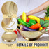 Norme 5 Quart Stainless Steel Gold Colander and 3 Pcs Gold Fine Mesh Strainer, Easy Clean and Dishwasher Safe