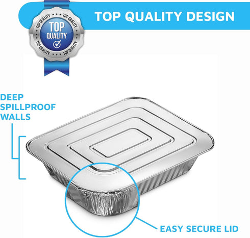 MontoPack Half Size Aluminum Foil Pans, 9x13 Tins for Cooking, Baking & Catering | Heavy Duty Disposable Cookware (20