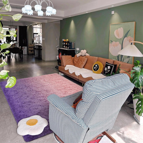 4x6 DweIke Luxury Fluffy Kids Rugs for Living Room Bedroom, Feet Shaggy Pink and Purple Area Rug for Girls Boys