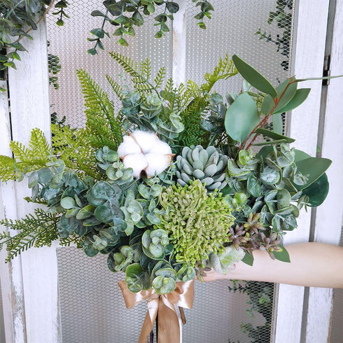 Supla 3 Pcs Realistic Eucalyptus Leaves Bushes, Faux Greenery Stems in Grey Green 14.6" Tall for Vase Bouquets Wreaths