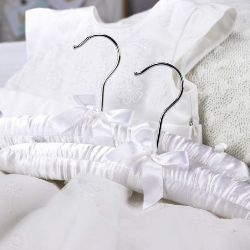 HANGERWORLD Small Kids Satin Padded Hangers - Pack of 3, 11.8inch Soft White for Nursery