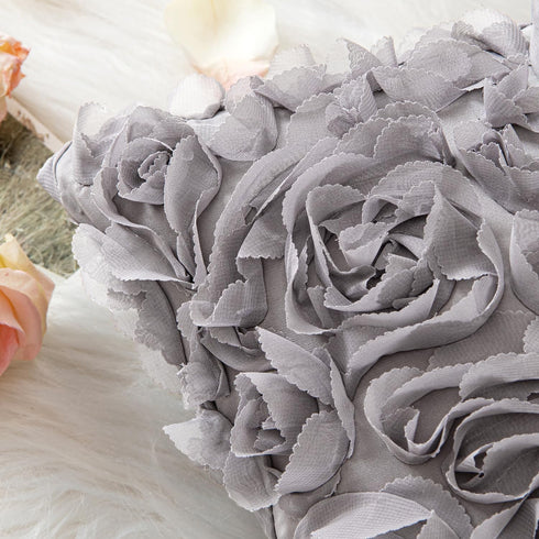 MIULEE 12x20 Inch 3D Romantic Valentines Chiffon Rose Flower Throw Pillow Cover for Wedding Sofa Bedroom Car Decor Grey