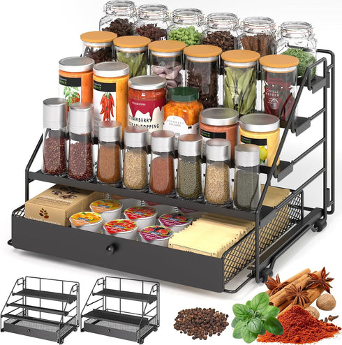 DTUQYX Spice Rack Organizer for Cabinet: 4 Tier Adjustable Spice Rack Organization
