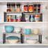 NEX Kitchen Cabinet and Counter Shelf Organizer, Set of 4, Stackable & Expandable, Black and Greige