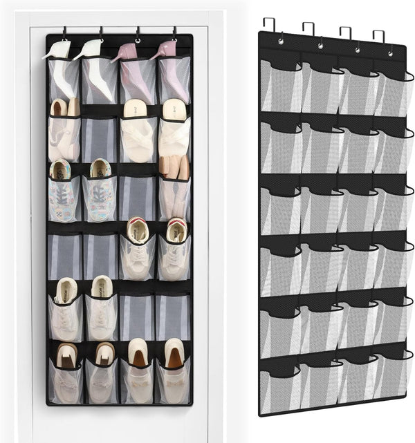 FENTEC 24 Large Pockets Over Door Shoe Organizer, Mesh Hanging Shoe Organizer
