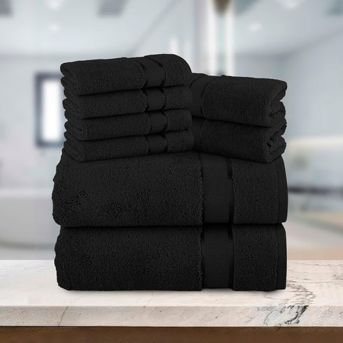 8-Piece Set, 4 2 2 100% Elegant Comfort Premium Cotton Towel Includes Washcloths, Hand Towels and Bath Towels, Turkish