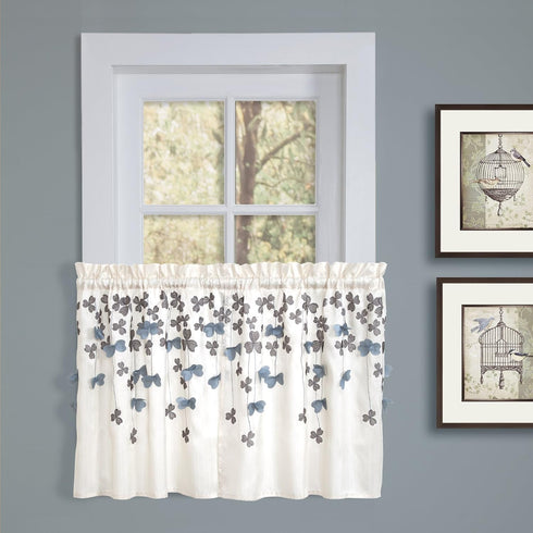 Lush Decor Flower Drops Window Kitchen Tiers, Set of 2, 24 by 29-Inch, Ivory