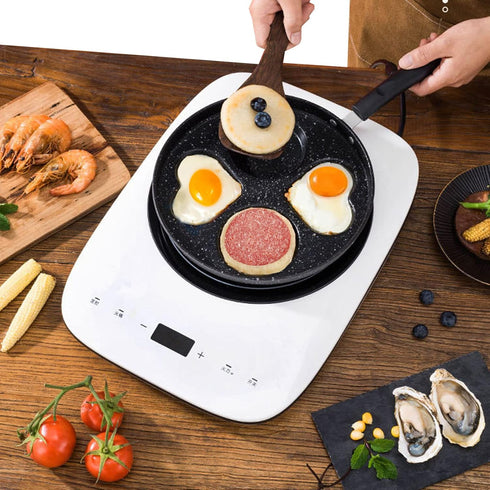 Non Stick Frying Pans Romantic Heart Circle Egg Pan Multifunction Omelette Pan Breakfast Skillet Anti-scalding Handle Easy To Hang Complete with Oil Brush and Dishcloth by Rwoora