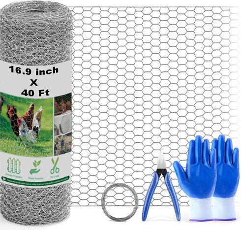 Chicken Wire Fencing Mesh, 16.9 Inch x 40 Feet Metal Floral Chicken