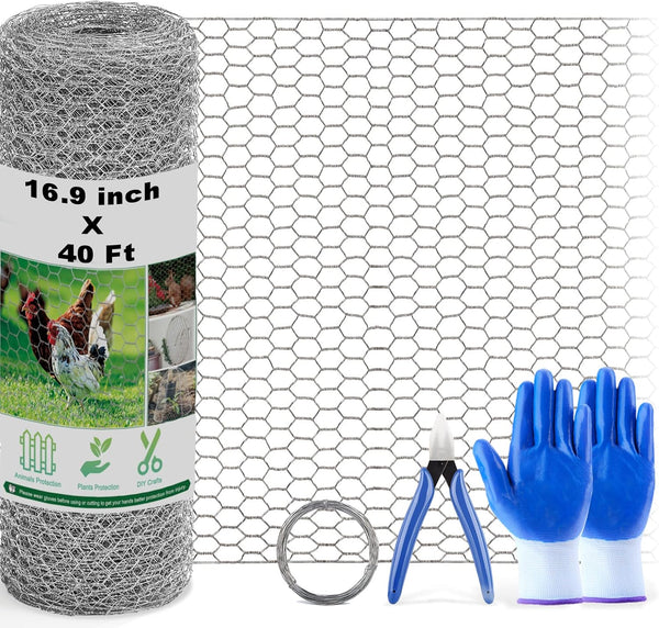 Chicken Wire Fencing Mesh, 16.9 Inch x 40 Feet Metal Floral Chicken