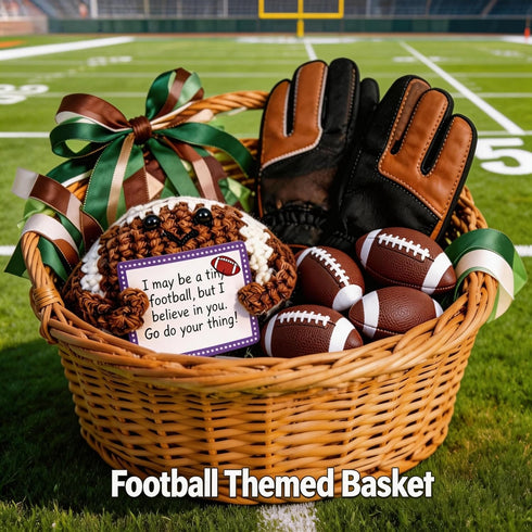 KATOCHUG Funny Crochet Football Gift for Football Dads and Moms, Emotional Support Mini Football Plush, Handmade