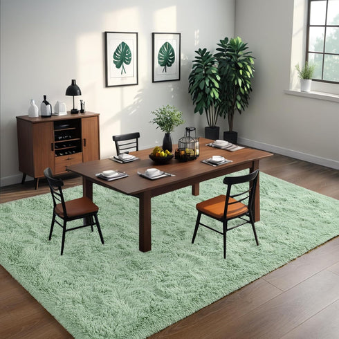 Fluffy Fuzzy Sage-Green Rugs for Bedroom - 4x6 Feet Soft Non Slip Plush Area Rug for Living Room and Kids Room