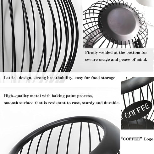 Coffee Pod Holder, Large Capacity K Cup Holders for Counter, Metal Coffee Pods Storage for Keurig & Nespresso (Black)