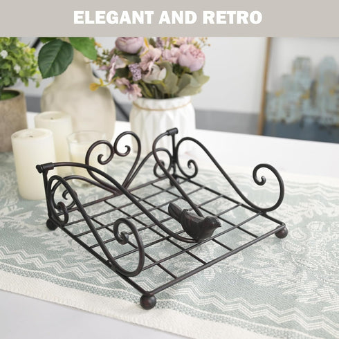 Napkin Holder for Paper Napkins, Forged Metal Table Napkin Holders for Kitchen Countertops and Outdoor Tables