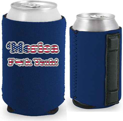 Merica F Yeah Magnetic Can Coolie, Navy (1)
