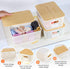 Plastic Storage Baskets with Bamboo Lid, Stackable Storage Containers for Organizing Shelves, Drawers, Desktop (6 Pack)