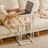 16x12x25 inch YD-TM051W Aibiju C Shaped End Table, Small Side Table for Sofa and Bed, White Bedside Table, Laptop Desk