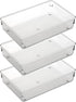 ihomecooker 3 Set Clear Plastic Junk Drawer Organizer, Vanity Cutlery Utensil Makeup Organizer for Kitchen, 6" X 9"