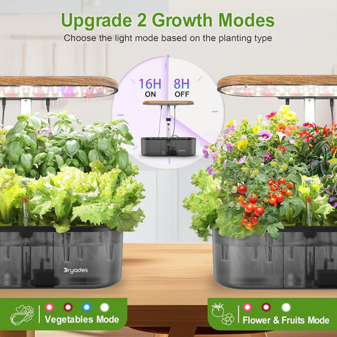 12 Hydroponics Growing System Indoor Garden: Pods Indoor Herb Garden Kit with LED Grow Light Plant Germination Kit