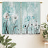 Farmhouse Flower Kitchen Curtains, Teal Rustic Daisy Floral Short Cafe Window Drapes, Vintage Turquoise Rod Pocket