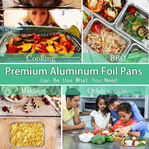 WANBAO 50 PACK 8.3"x6.2" Disposable Tin Foil Pans with Lids for Cooking, Baking, Catering, Meal Prep