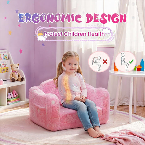 2-in-1 Lamerge Toddler Couch,Glow in The Dark Baby Floor Bed,Foldable Toddler Chair Kids Sofa for playroom,Convertible