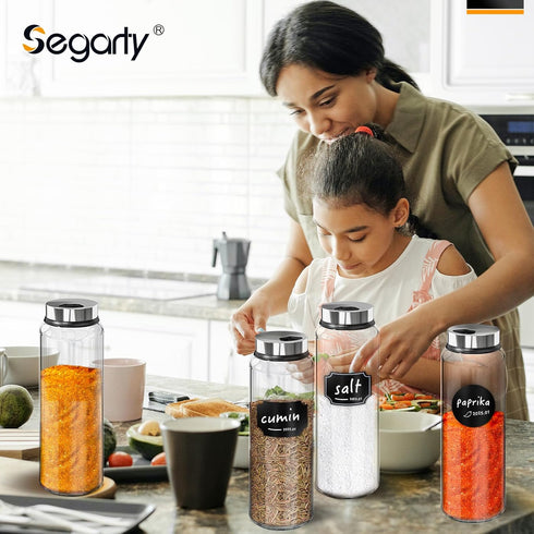 Set, 3 Pack 15 oz 136 1 1 Segarty Spice Jars with Label Large Glass Spice Jars with Shaker Lids, Clear Seasoing Bottles