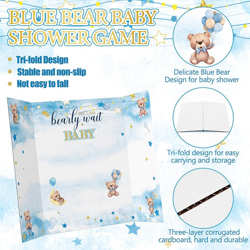 31 1 7 10 1 Ctosree Pieces Bear Baby Shower Diaper Game Diaper Baby Shower Game Board Diapers Plastic Balls Organza Bag