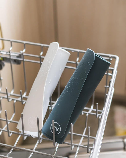 The Silicone Kitchen Silicone Oven Baking Mats, Dishwasher Safe, Extra Thick, Quarter Sheet, Green and Gray