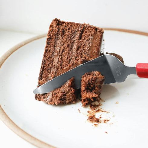 Professional Stainless Steel Pie Spatula Server, 2-Pack Red Cake Cutter & Pizza Dessert Serving Knife Set