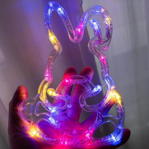222LED 9FT 8 Dazzle Bright Easter Lights, Pastel Rabbit and Eggs Curtain String Lights with Modes, Plug in Easter