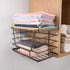 2 Pack 4-13 ALOCEO Stackable Wire Storage Basket with Bamboo Lip, Trash Bag Dispenser Under Sink for Gal Bags, Kitchen