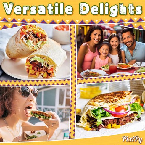 PixiPy Tortilla Warmer Pouch (Multicolor, 12 Inch) - Microwavable Fabric Heater Pouch to Keep Tortillas Soft & Warm