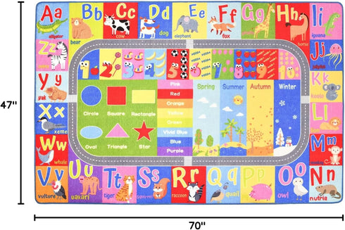4x6 HOMORE Kids Educational Rug, Kids Collection Area Rug for Learning Alphabet, Numbers, Colors, Season and Animal