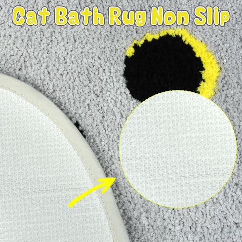 Cat Bathroom Rugs 22X27 inch, Grey Non-Slip Absorbent Bathroom Floor Mat for Shower Room