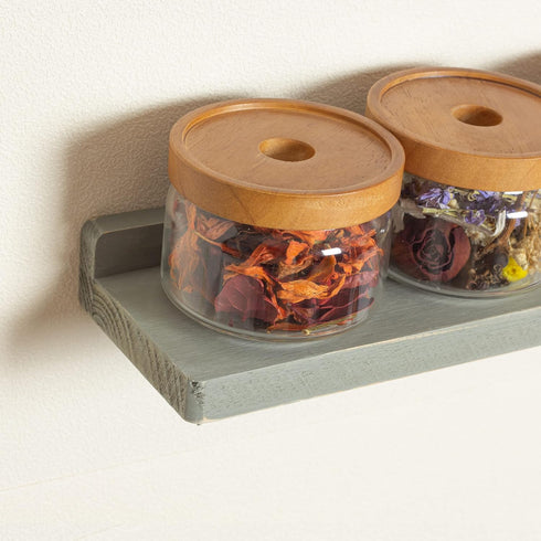 Set 2 16Inch Freezing point Floating Shelves for Wall of Natural Wood Wall Shelf Decor Plant Display Collectibles