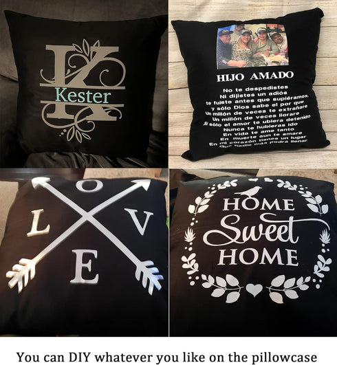 Thmyo 4-Pack 100% Cotton Comfortable Solid Decorative Throw Pillow Case - Square Cushion Cover for Halloween DIY Throw