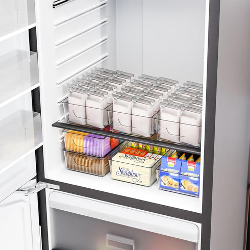 Yieach 6 Pack Stackable Snack Organizer for Pantry Shelf,Clear Pantry Organizers and Storage Bins