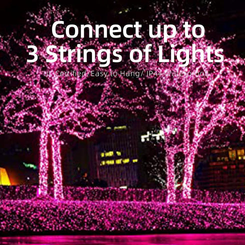 XMASHOME 63.8FT 300 Count (150L*2pcs) Green Wire Pink String Lights, Incandescent Christmas Lights