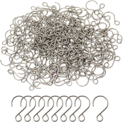 Honbay 200PCS Mini S Shape Hooks Stainless Steel Tiny Ornament Hooks Crystal Bead