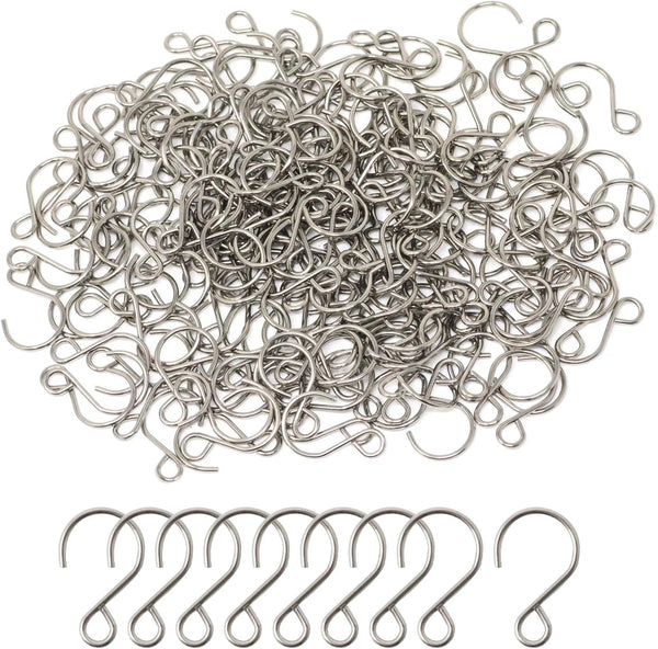 Honbay 200PCS Mini S Shape Hooks Stainless Steel Tiny Ornament Hooks Crystal Bead