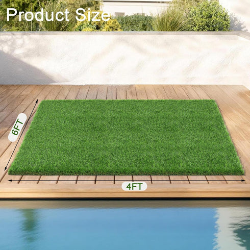 THREE ORANGES 4x6 1.38" Artificial Grass Rug FT, Extra Thick Realistic Fake Grass Turf for Patio Deck Balcony, Cuttable