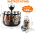 Mlici 6PC Spinning Glass Spice Jars, 360° Rotating Spice Rack Organizer with Stainless Steel Holder for Kitchen