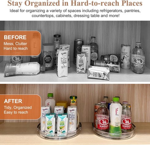 Clear Lazy Susan Organizer Turntable, 9.25 Inch 4 Pack 360 Rotating Spinning Makeup Organizer for Kitchen Storage